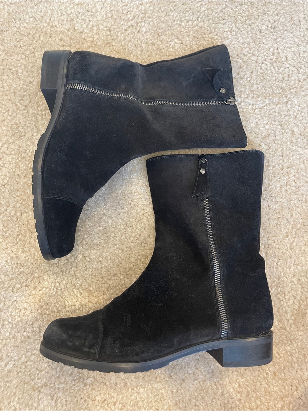 Stuart Weitzman Black Suede Duluth Boots Size 7.5